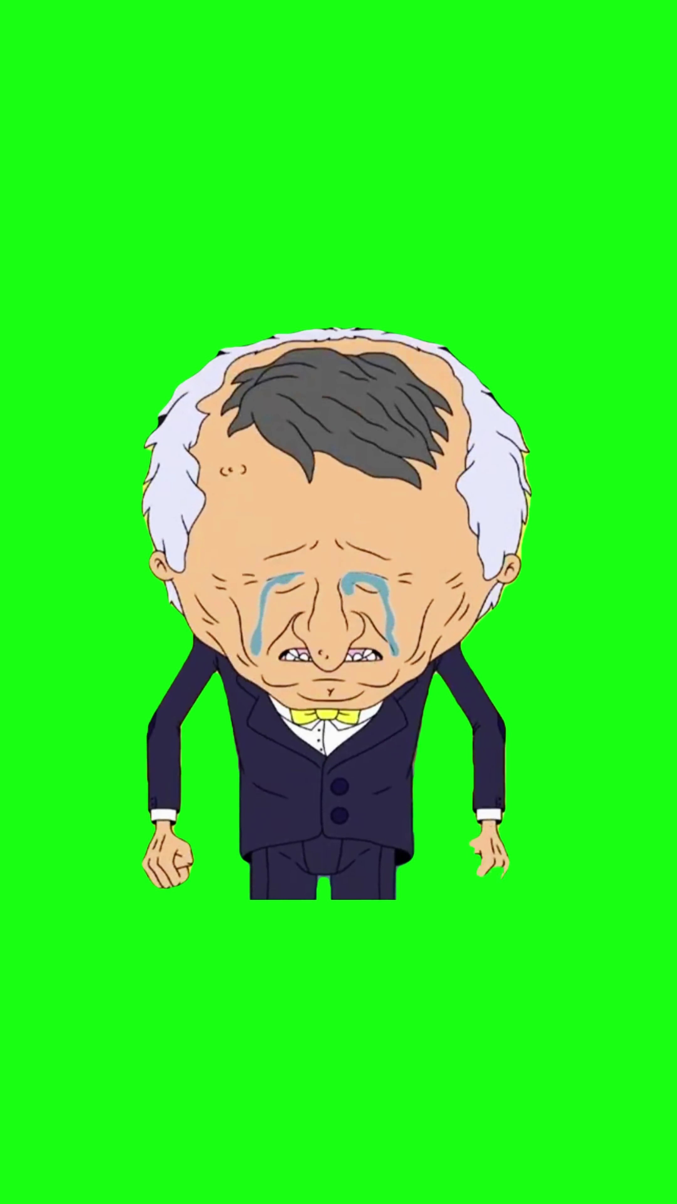 Smiling Friends Boss Crying green screen