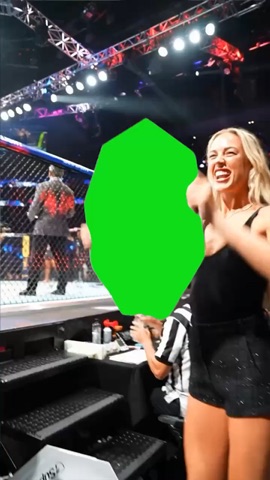 Sophie Cunningham Pointing At UFC green screen
