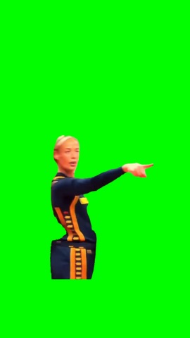 Sophie Pointing green screen
