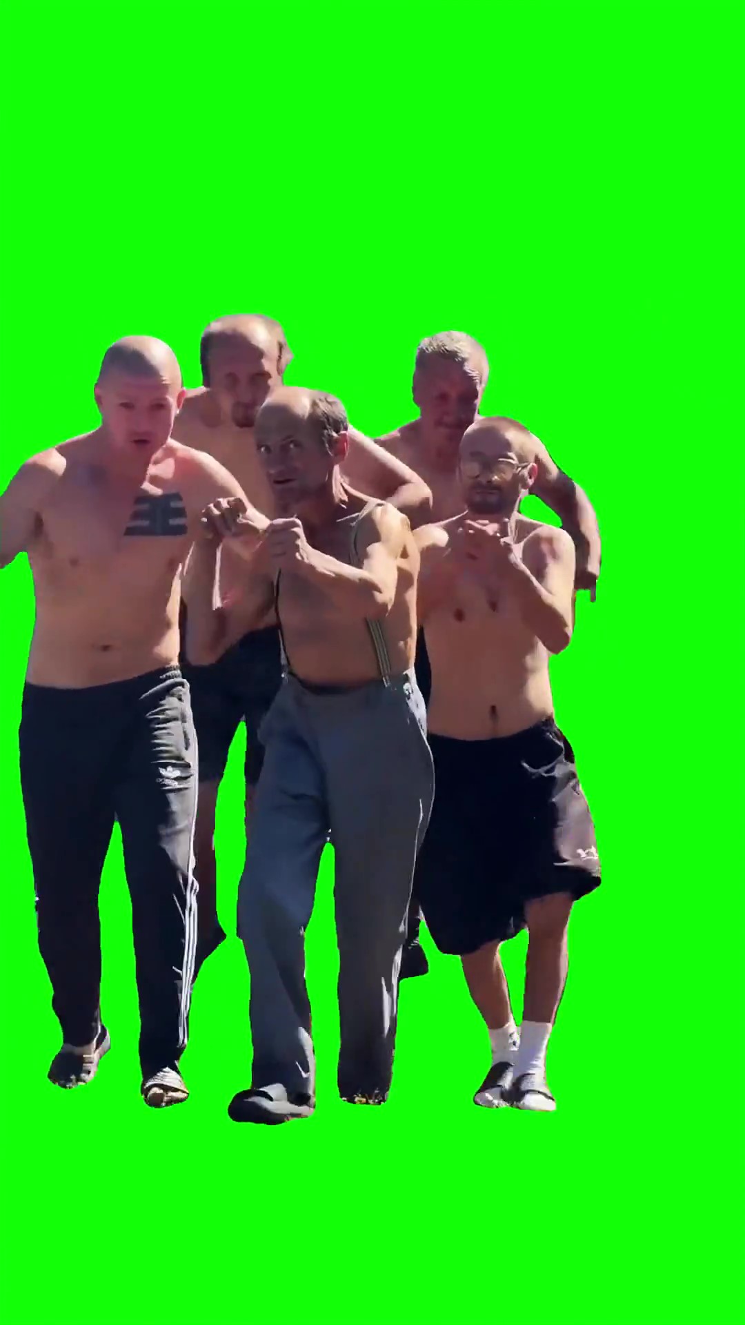 Squad pulling up green screen