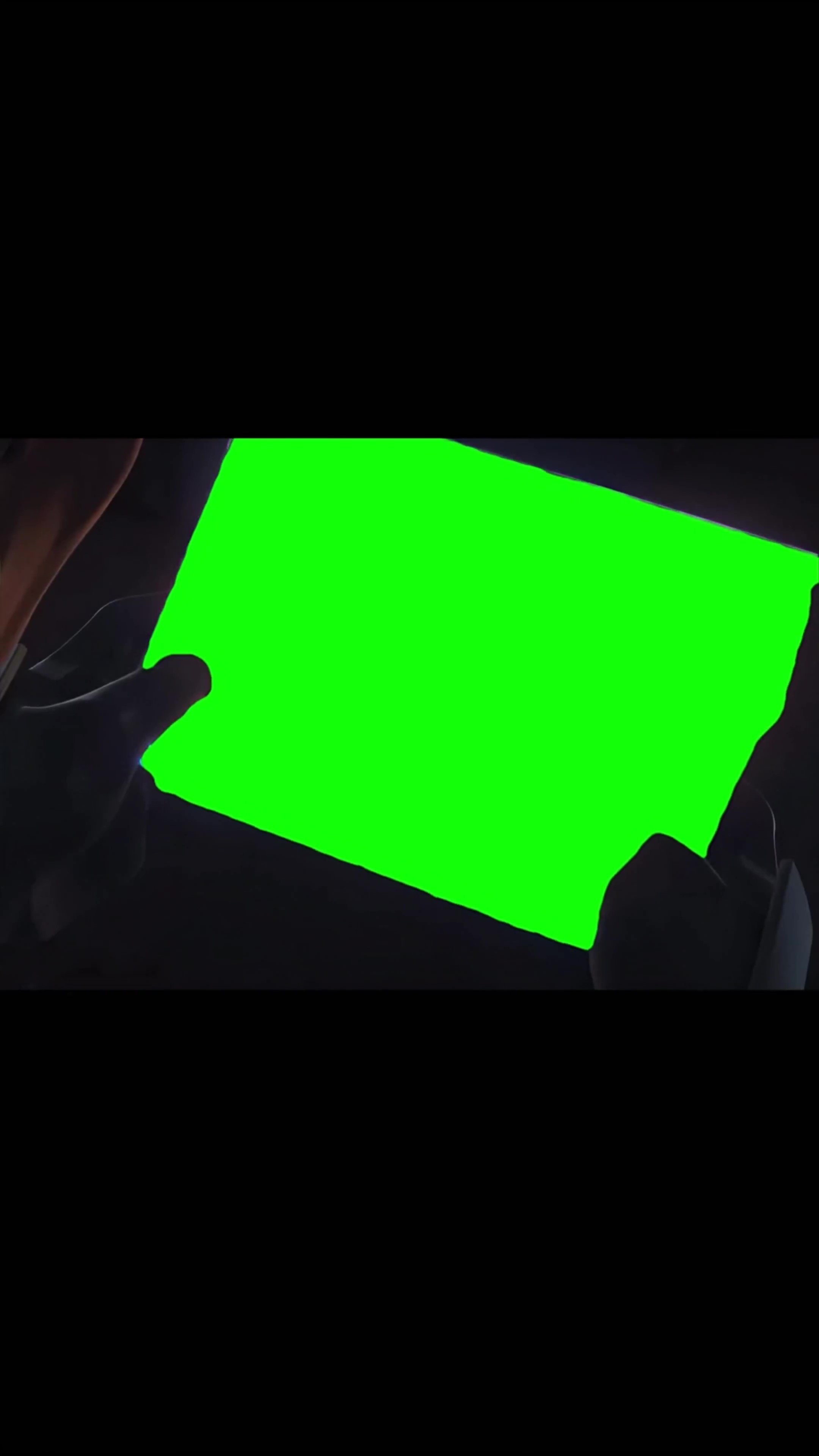 Staring at screen green screen