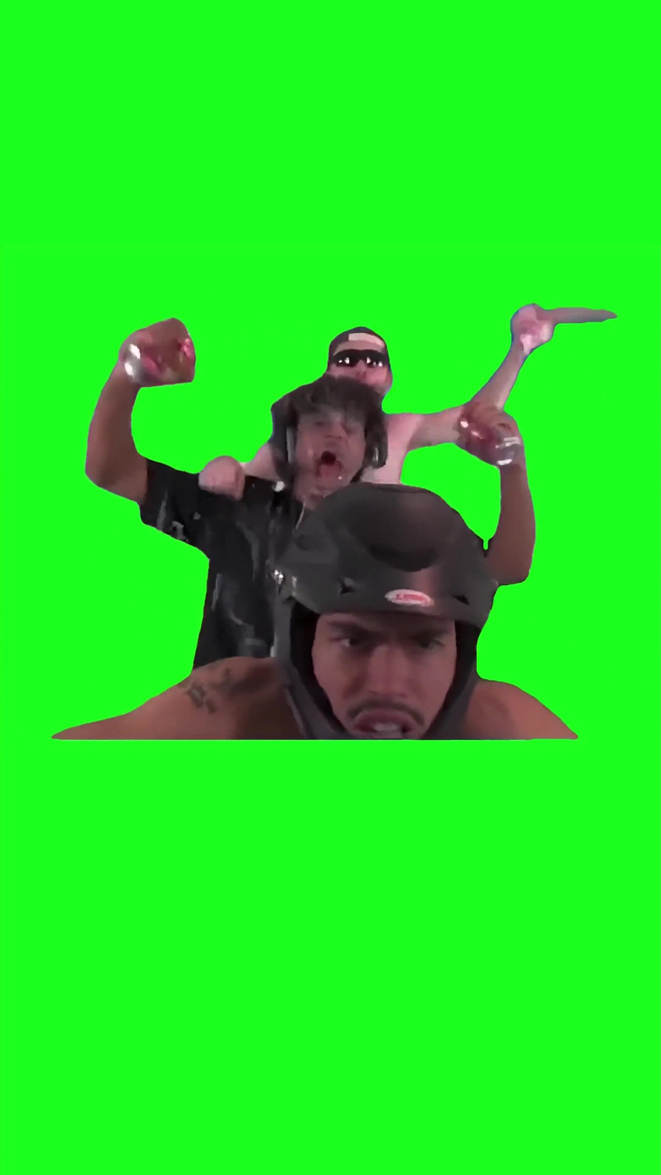 Team rushing green screen
