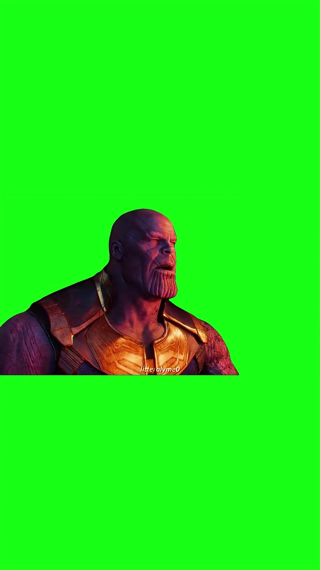 Thanos sits down green screen