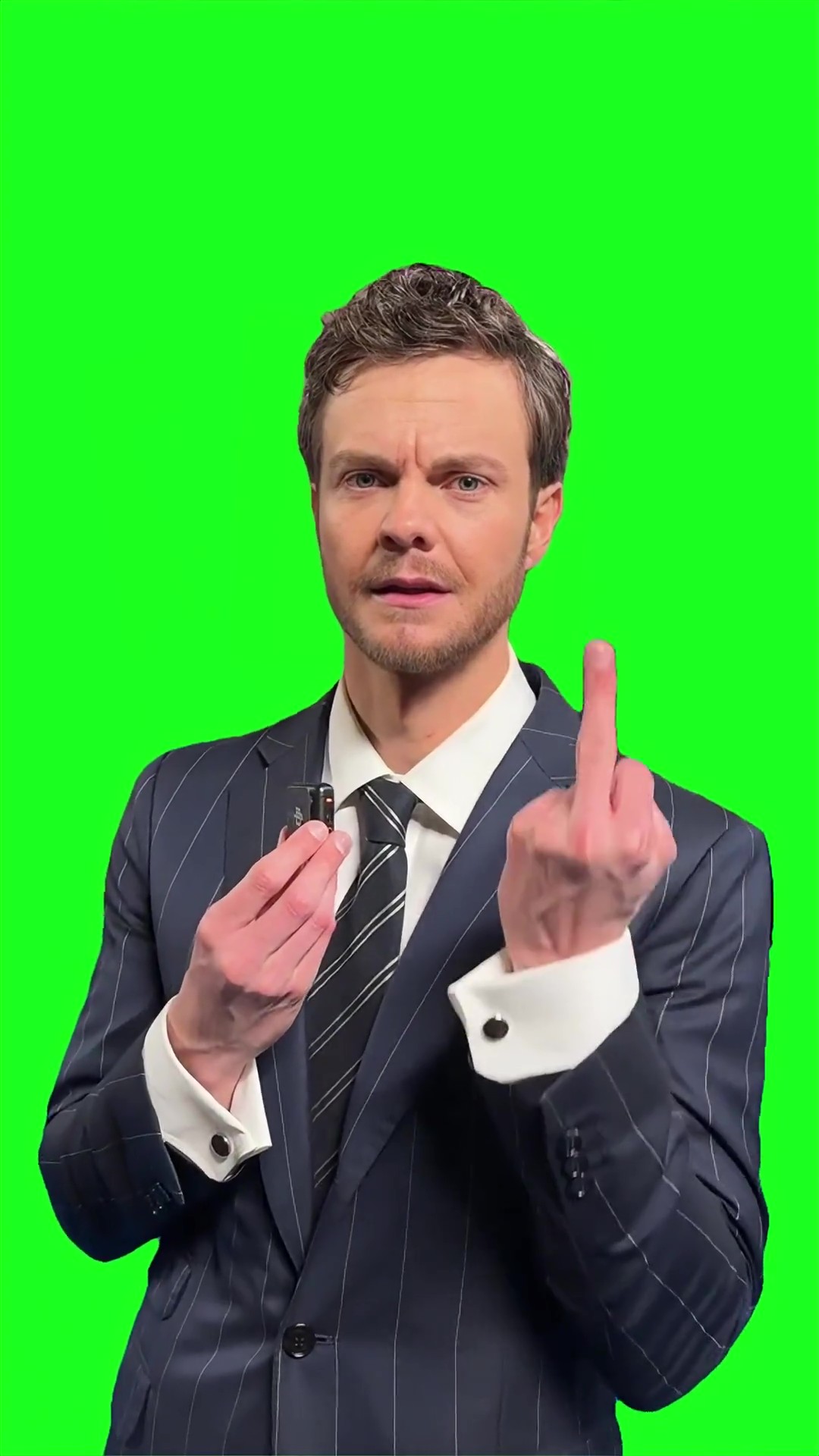 The boys cast middle finger green screen