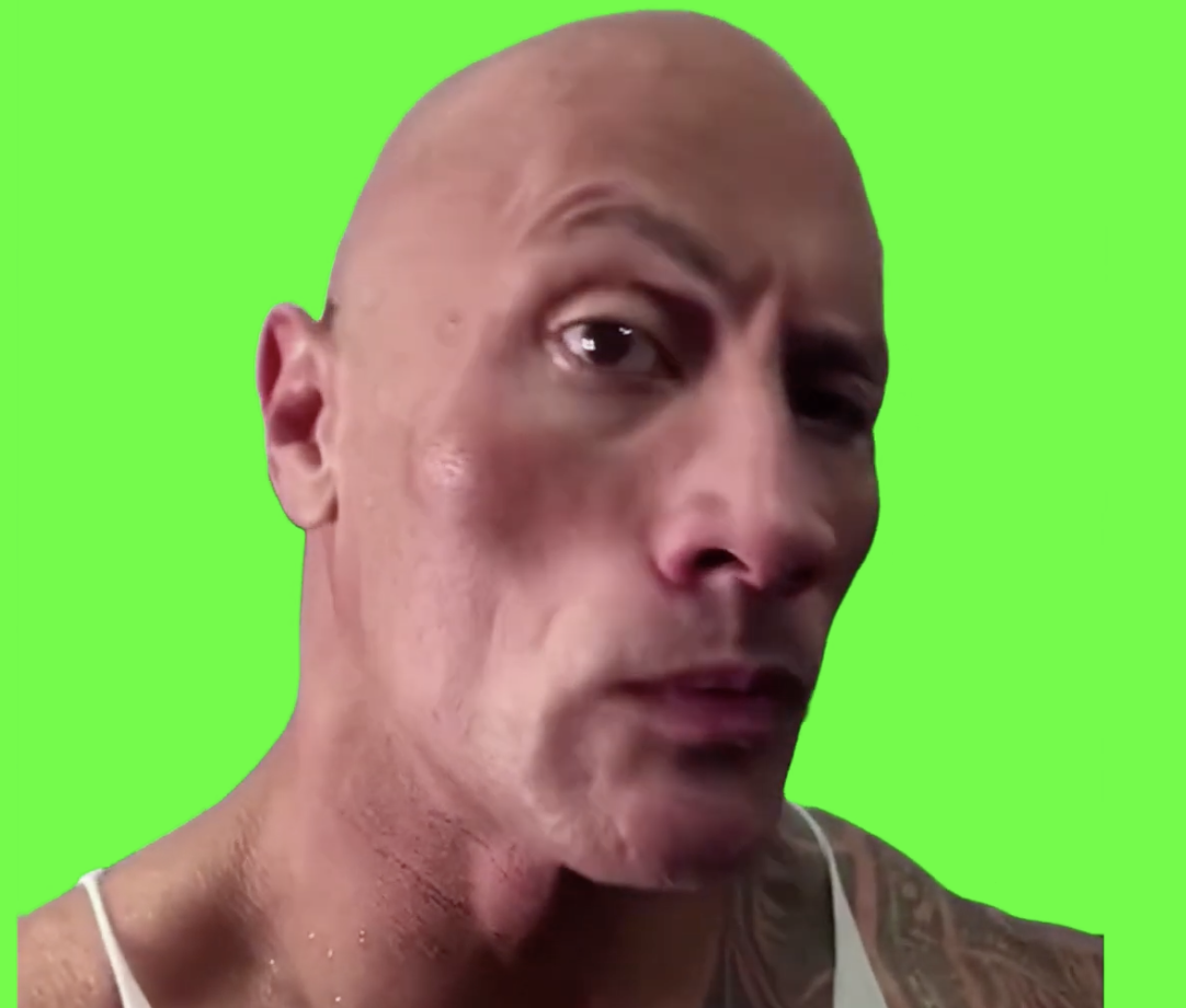 The rock eyebrow raise green screen
