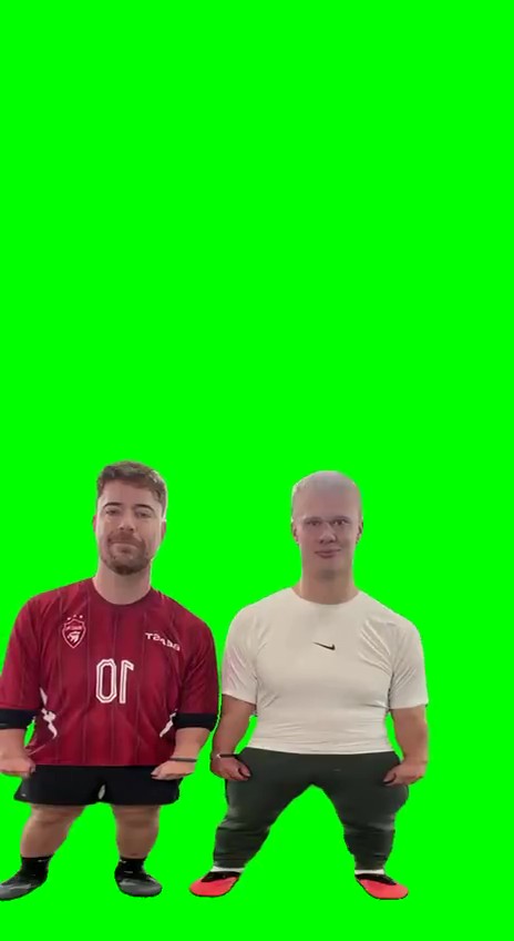 Tiny MrBeast and Haaland green screen
