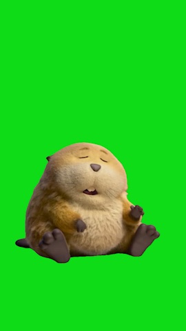 Tom with Beaver Waving green screen