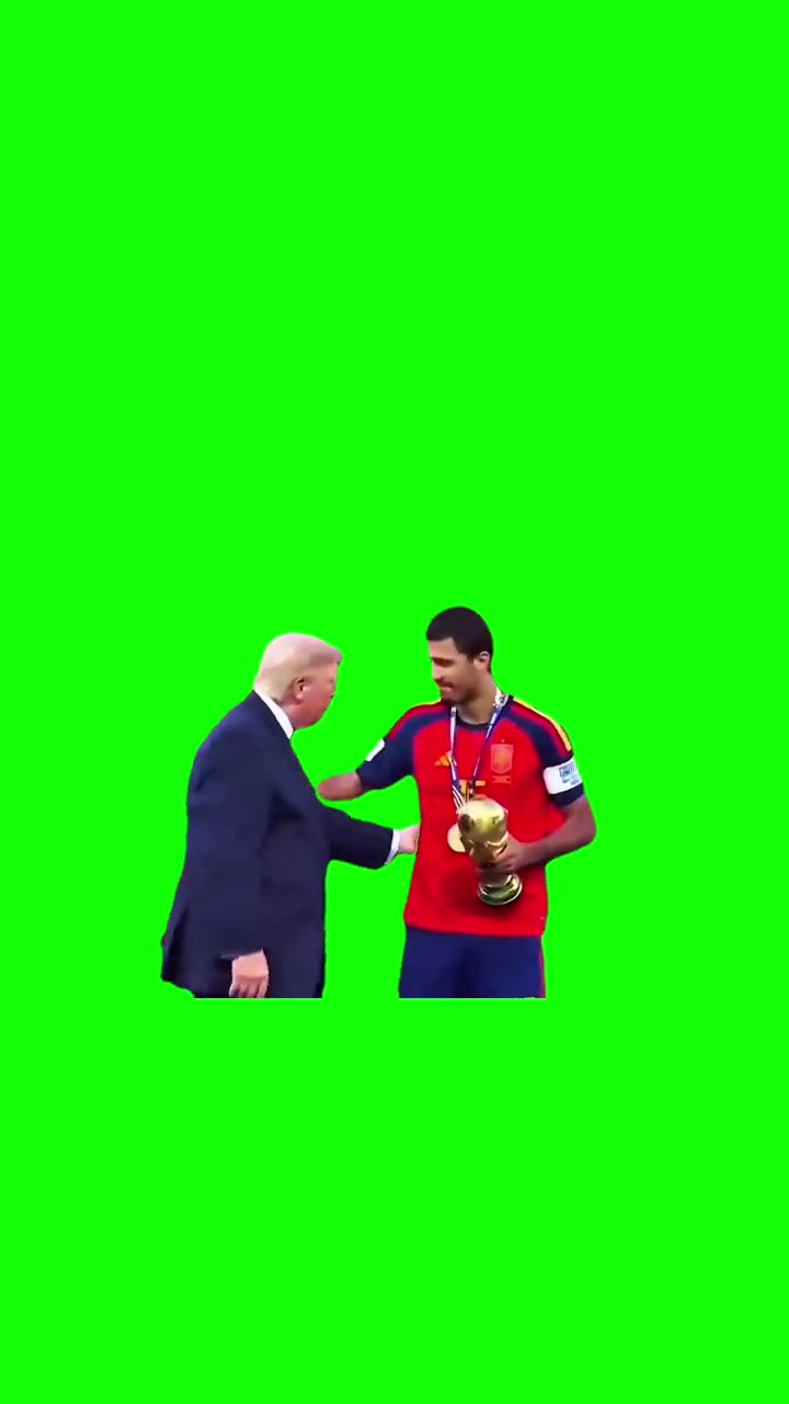 Trump on stage at the world cup final ceremony green screen
