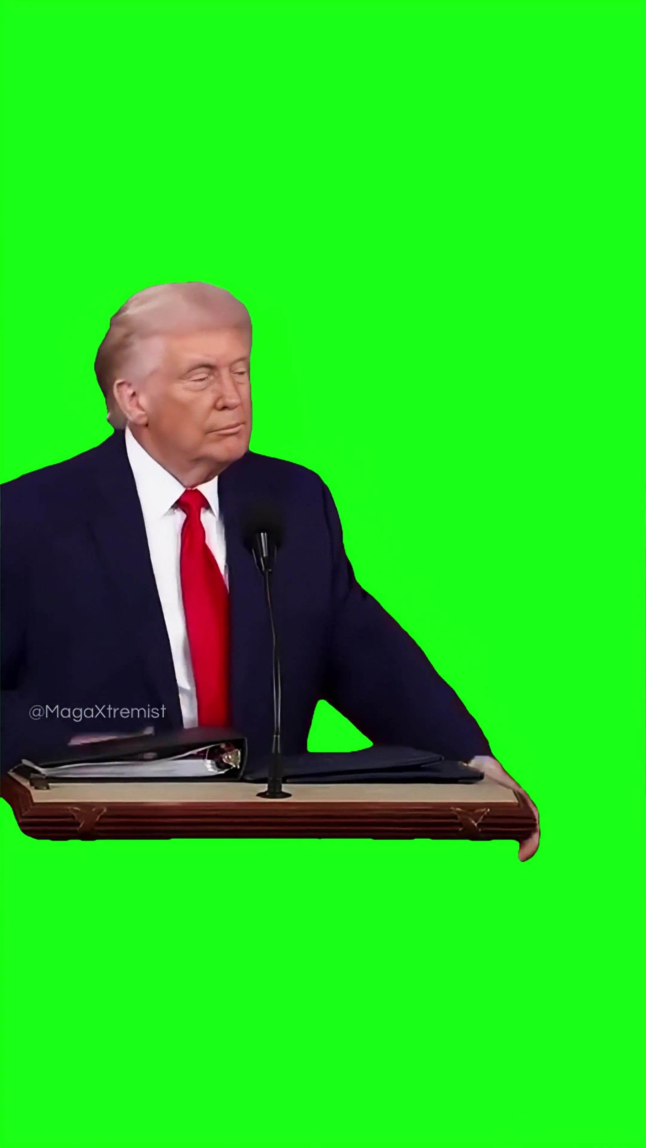 Trump points at mark green screen