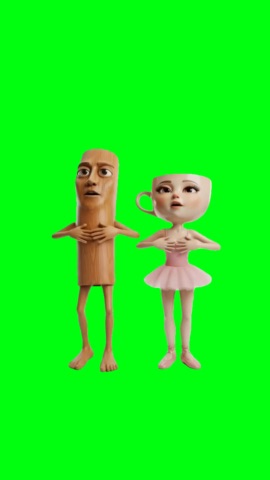 Tung And ballerina Dancing green screen