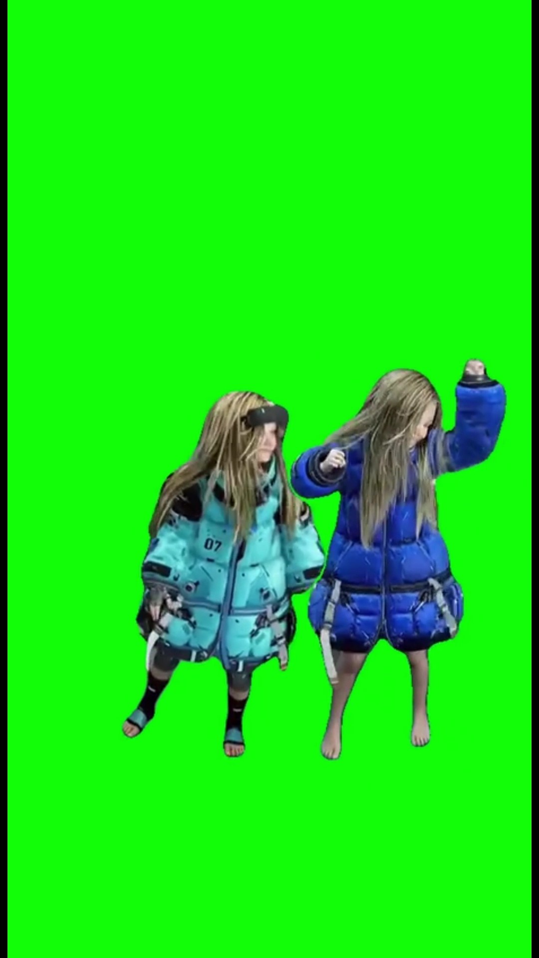 Two Dianas Dancing green screen