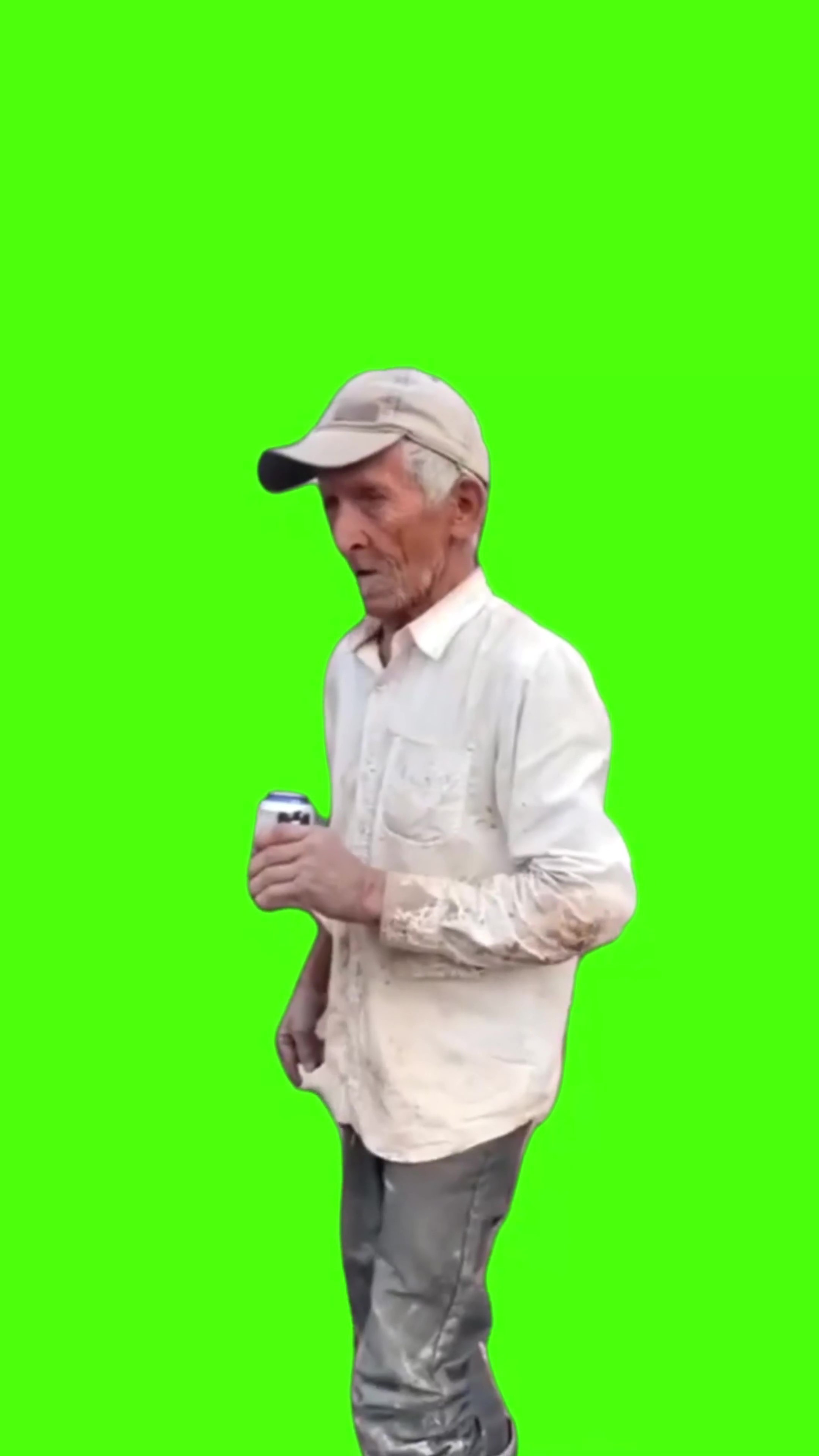 Uncle with beer yelling green screen