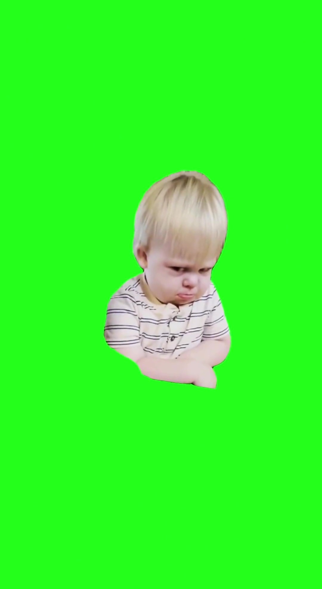Upset toddler green screen