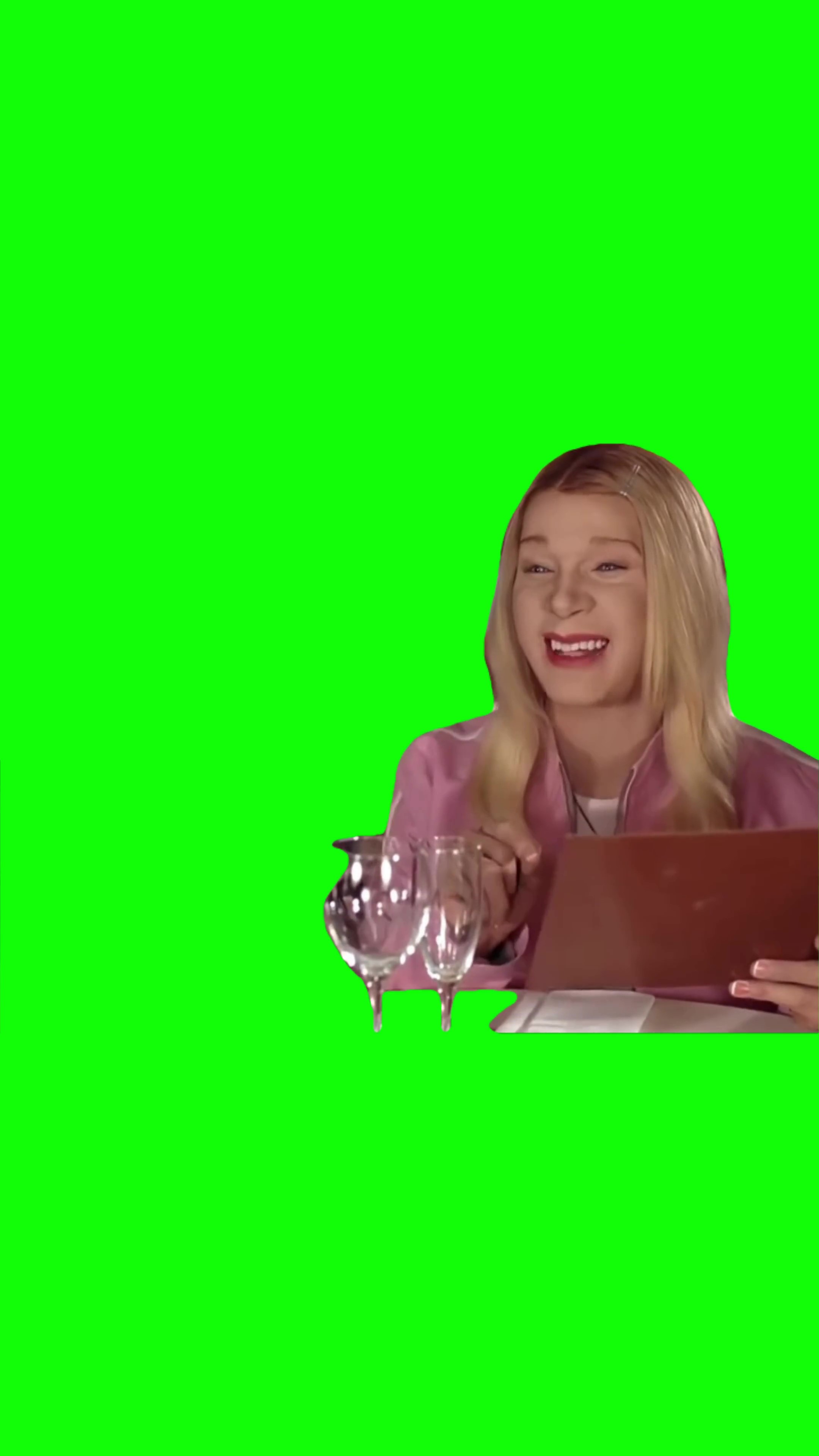 White chicks ordering bunch of food green screen