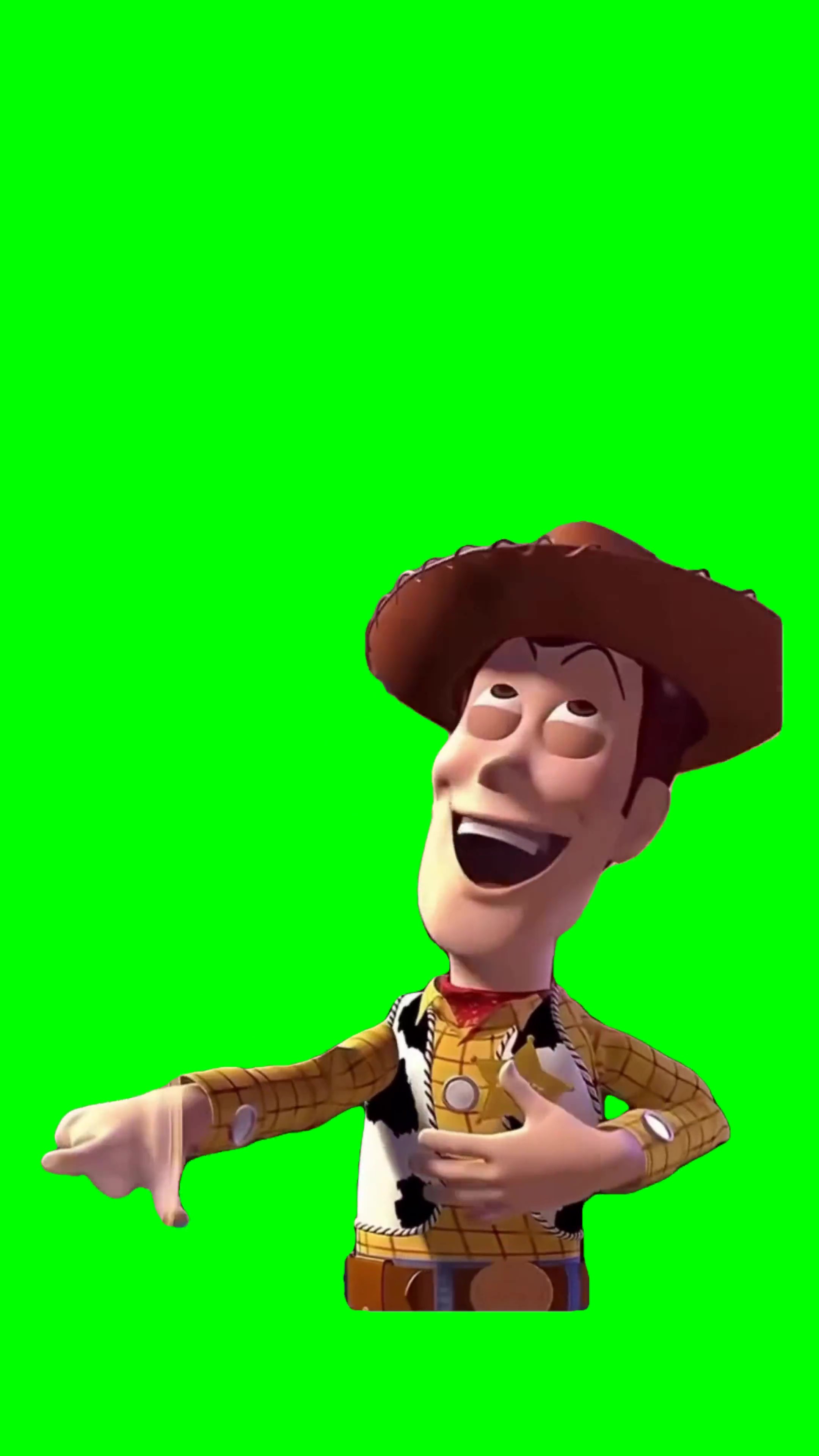 Woody laughing green screen