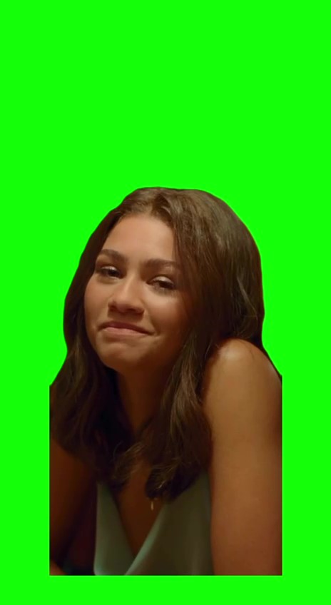 Zendaya smirks green screen
